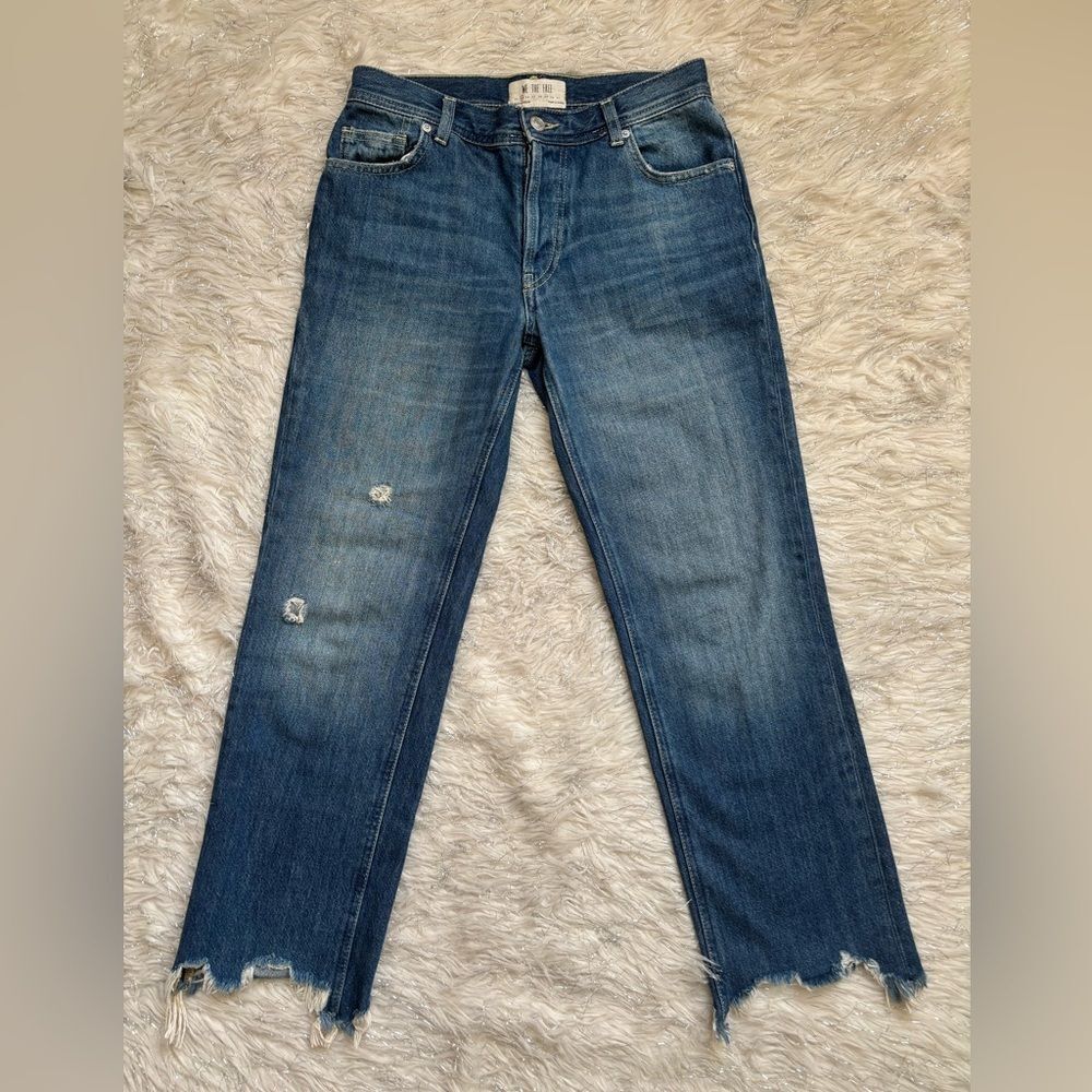We The Free Free People Blue Women’s Maggie Ripped Straight Leg Jeans Size 25